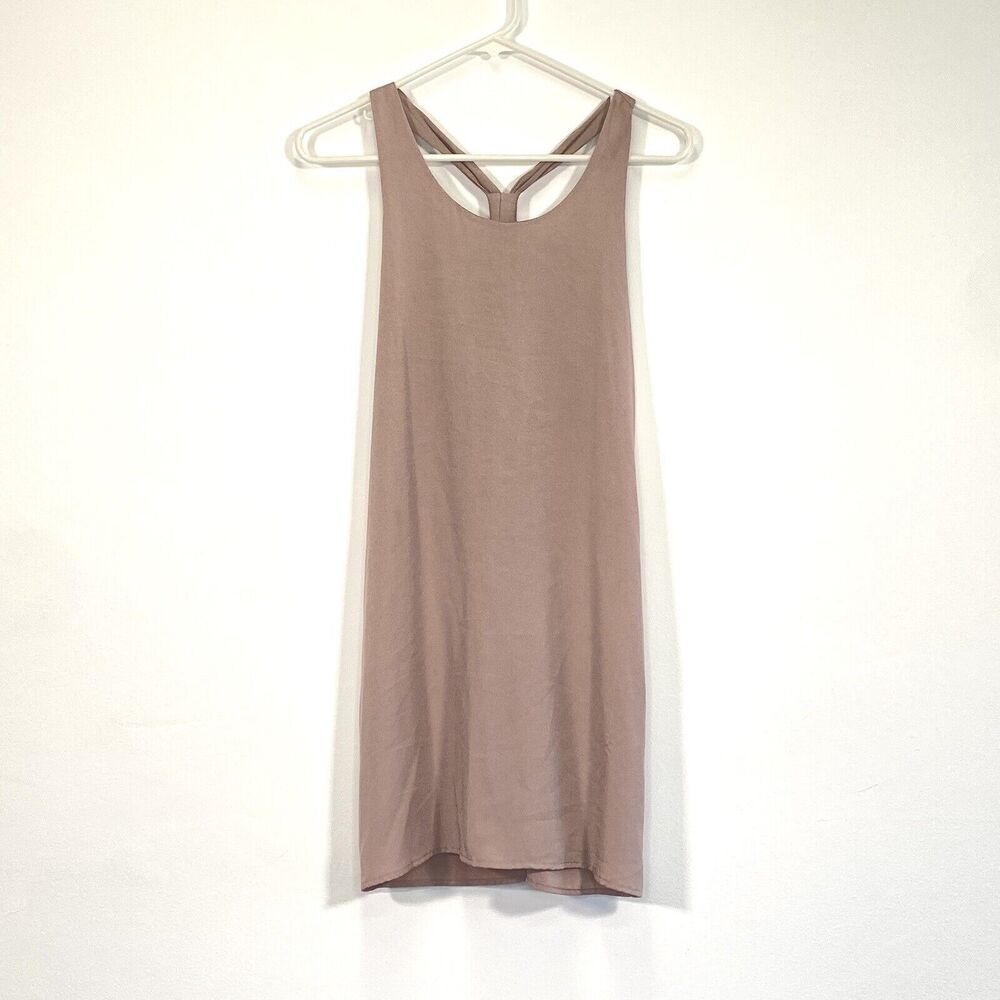 Lost April Dress Small Tan Mauve Mini Racerback Designer Summer Capsule Neutral